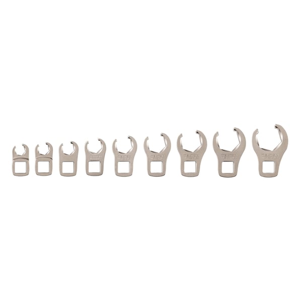 3/8 Inch Drive 6-Point Flare Nut Crowfoot Wrench Set, 9-Piece (5/16-3/4 in.)